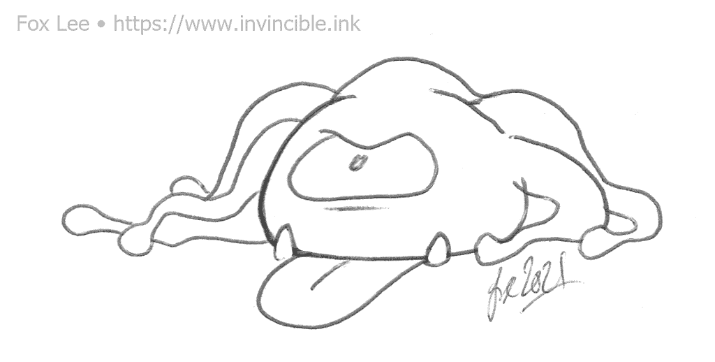 Sketch of a swallower sulking on the ground